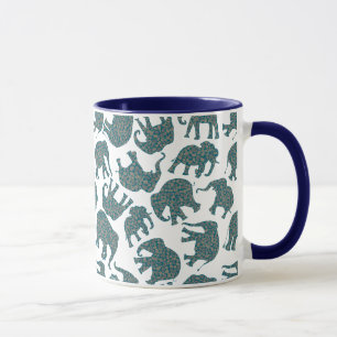 Eléphants de paisley sur mesure sur Mug de café bl