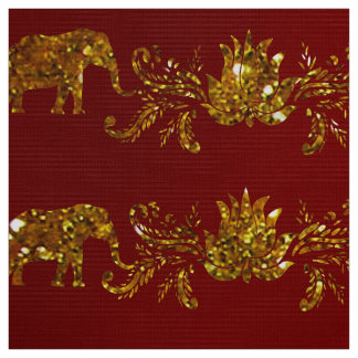 Elephants en Lotus Fabric Stof