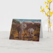 Éléphants et carte d'anniversaire de Kilimanjaro (Fleur jaune)
