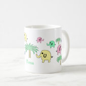Éléphants et tasse en pastel de palmier (Devant droit)