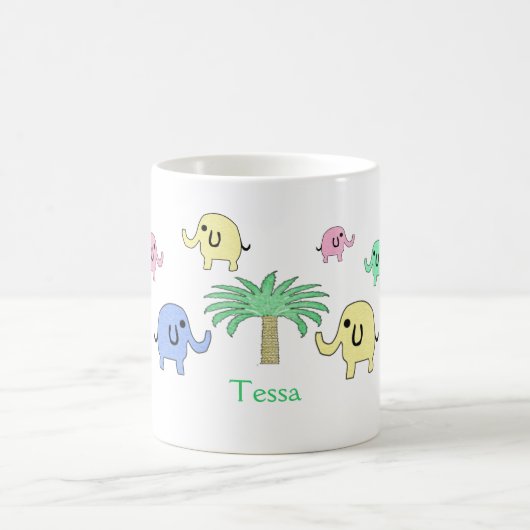 Éléphants et tasse en pastel de palmier (Centre)