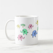 Éléphants et tasse en pastel de palmier (Gauche)