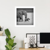 Elephants-familie Poster (Thuiskantoor)