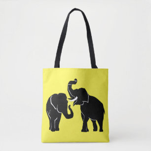 Elephants Family Canvas tas Gellow - Uw kleur