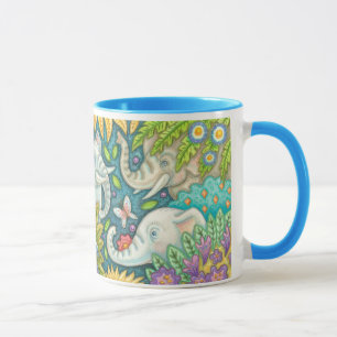 Elephant's Garden Folk Art RHandle Mug Susan Brack
