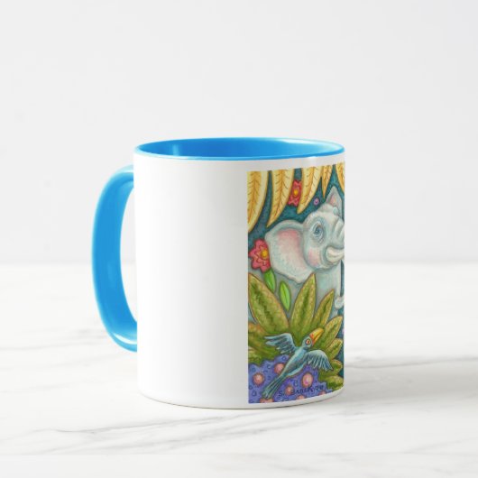 Elephant's Garden Folk Art RHandle Mug Susan Brack (Devant gauche)