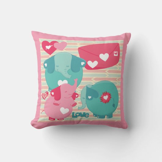 Elephants Gepersonaliseerd Valentijn Pillow Kussen (Voorkant)