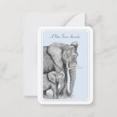 Eléphants gris carte à note plat personnalisée (Devant)