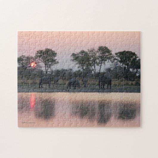 ELEPHANTS IN DE SUNSET Jigzaadpuzzel Legpuzzel (Horizontaal)