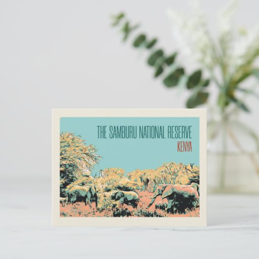 Elephants in het Nationaal Reserve van Samburu, Ke Briefkaart (Staand voorkant)