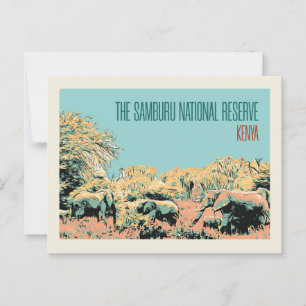 Elephants in het Nationaal Reserve van Samburu, Ke Briefkaart