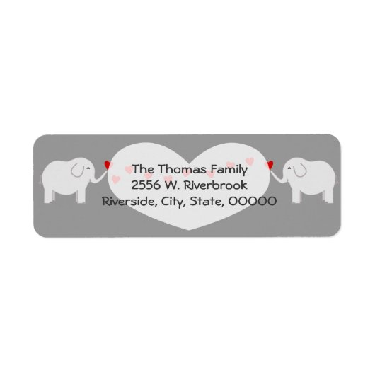 Eléphants jumeaux Étiquette de retour neutre (Devant)