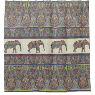 Elephants Kashmir Pattern Tribal Boho Bohemian Douchegordijn