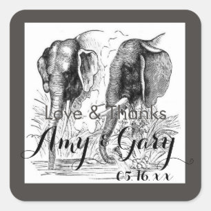 Elephants Love & Bedankt Vierkante Sticker