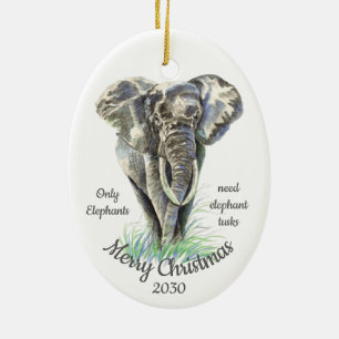 Elephants met aangepaste kerstmis hebben alleen Tu Keramisch Ornament