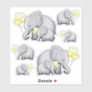 Elephants met geel hart ballonnen sticker