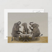 Elephants met theefeestje briefkaart (Voorkant / Achterkant)
