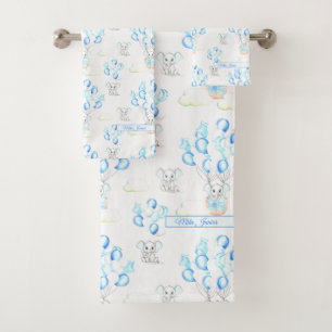 Eléphants mignons Ballons & Nuages Baby Boy Motif