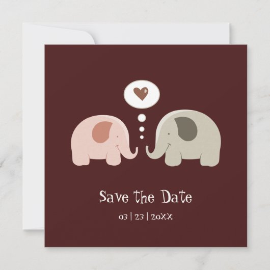 Éléphants Mignons - Invitation pour Sauvegarder la (Devant)