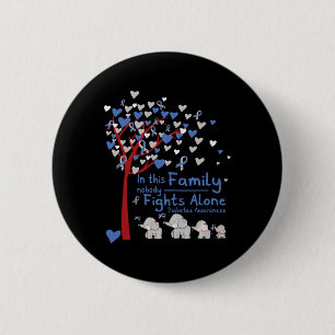 Elephants Niemand vecht alleen tegen T1D diabetes Ronde Button 5,7 Cm