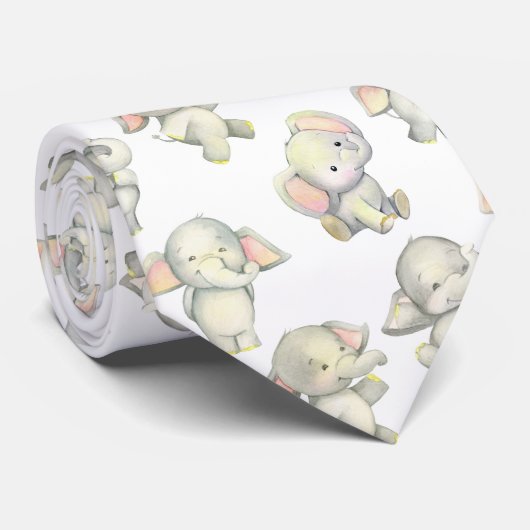 Eléphants Noir n Blanc Cravate (Roulé)