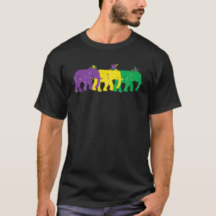 Elephants Paarse Geel Louisiana Mardi Gras Women T-shirt