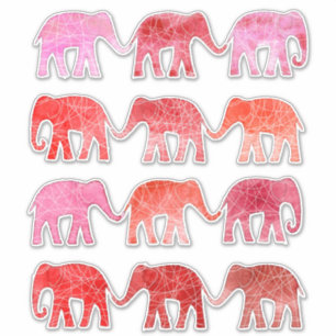 Elephants Pachyderm Waterverf Sticker