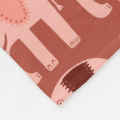 Elephants Pattern roze Red Fleece Deken (Hoek)