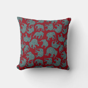 Eléphants personnalisés de Paisley sur Coussin rou