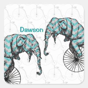 Elephants plus fietsen Equal YIKES Vierkante Sticker