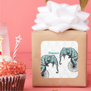 Elephants plus fietsen Equal YIKES Vierkante Sticker