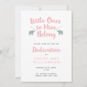 Eléphants roses Christian Dedication Invitation (Devant)
