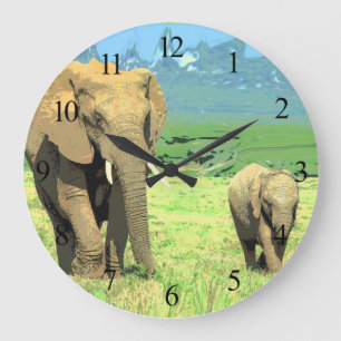 Eléphants Safari Africains Grande Horloge