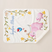 Elephants, Sheep & Bird Animal Tower Sherpa Deken (Voorkant (horizontaal))