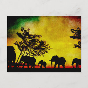 Elephants Sunset Briefkaart