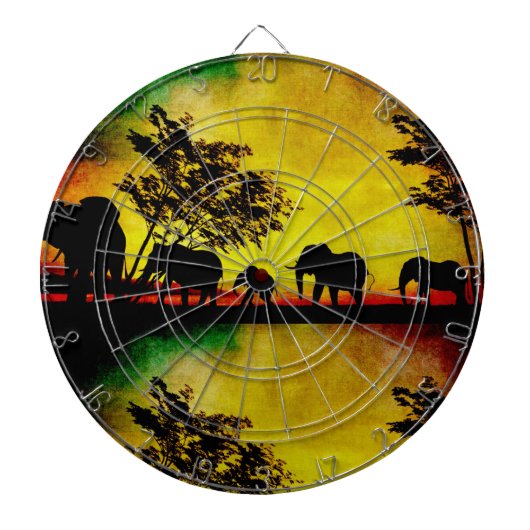 Elephants Sunset Dartbord (Voorkant)