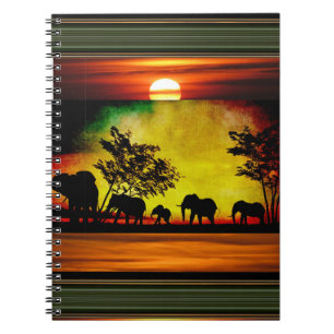 Elephants Sunset Notitieboek