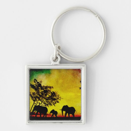 Elephants Sunset Sleutelhanger (Voorkant)