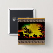 Elephants Sunset Vierkante Button 5,1 Cm (Voorkant /achterkant)