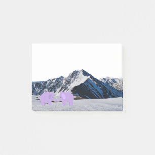 Éléphants sur des Post-it de montagne