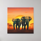 Eléphants sur la toile des plaines africaines. (Recto)
