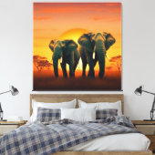 Eléphants sur la toile des plaines africaines. (Insitu(Chambre))