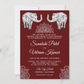 Eléphants tatoués au henné Faire-part de mariage i (Devant)