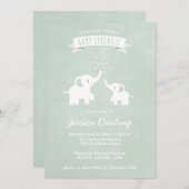 Eléphants verts Moderne Baby Sprinkle Invitations (Devant / Derrière)