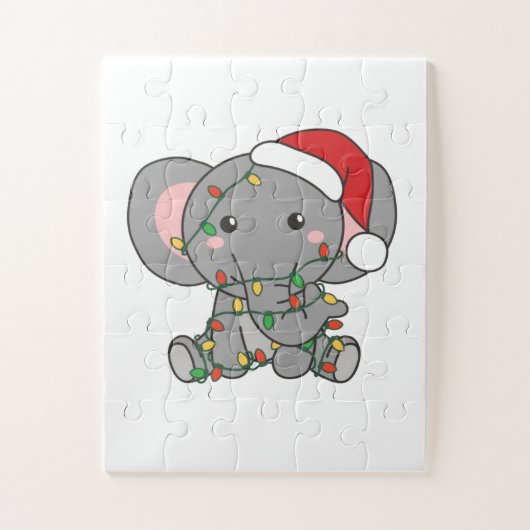 Elephants voor kerstwinterdieren legpuzzel (Verticaal)