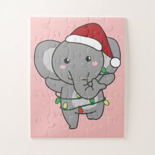 Elephants voor kerstwinterdieren legpuzzel