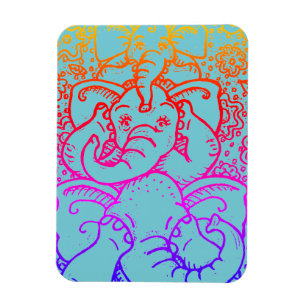 ELEPHANTS ZIE GEEN EVIL MAGNET Rainbow Magneet