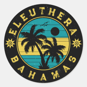 Eleuthera Island Bahama's Palmboom Souvenirs Ronde Sticker