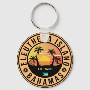 Eleuthera Island Bahamas Retro Sunset Souvenirs Sleutelhanger