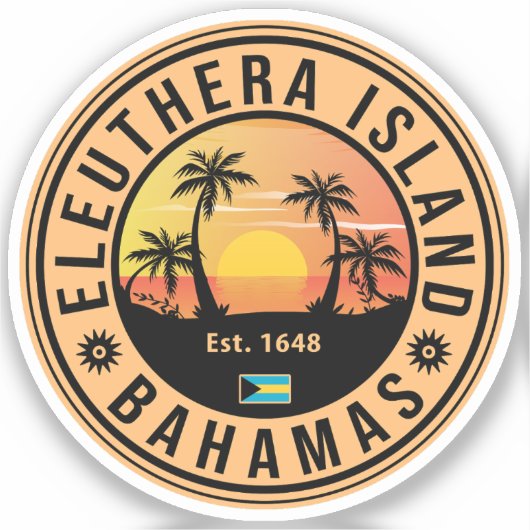 Eleuthera Island Bahamas Retro Sunset Souvenirs Sticker (Voorkant)